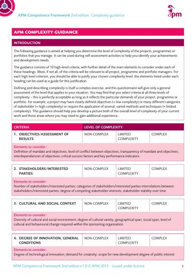 APM CF2 Complexity Guidance